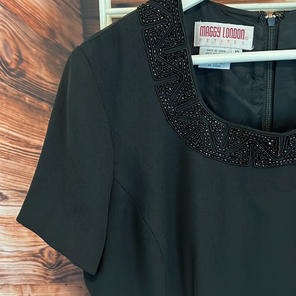 Maggie London black dress with beaded neckline - Picture 4 of 9